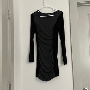 Express Fitted Black and Gray Sweater Dress
